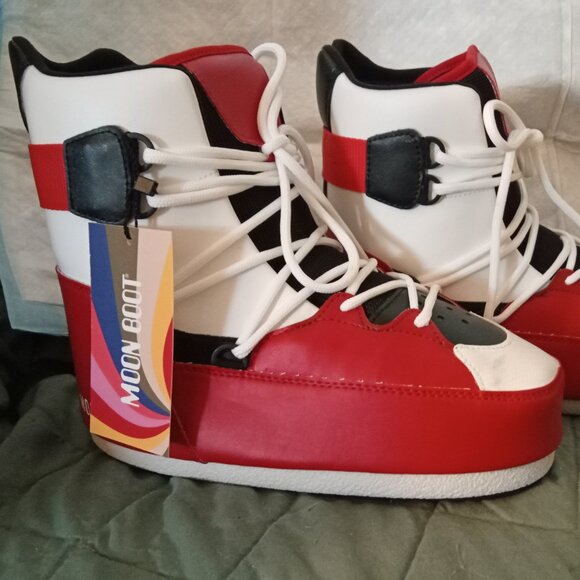 Moon Boot Sneaker Mid EU 39 / 40 US 7 - 7.5 Black Red White - Picture 3 of 11